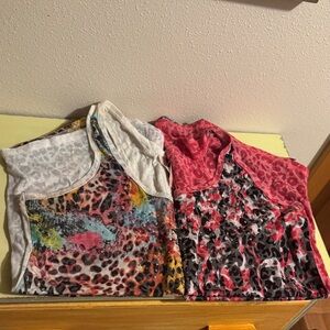 No Boundaries set of 2 Colorful Leopard Print Tanks